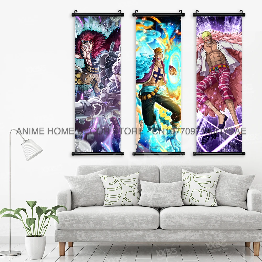 ONE PIECE Poster Jracule Mihawk Hängendes Gemälde Boa Hancock Home Decor Doflamingo Wandkunst Marco Wandbild Krokodil Scroll Bild – Detail 3