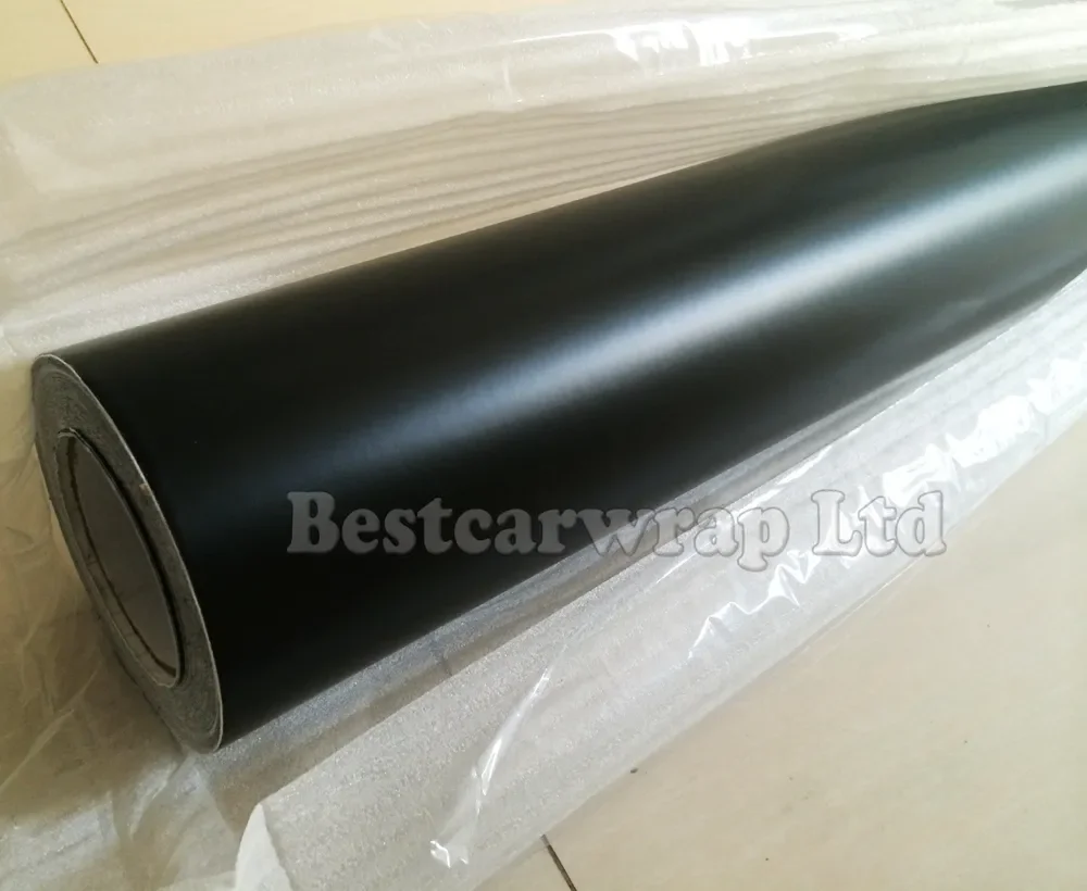 Black Matte Vinyl Car Wrap Film With Air Bubble Free Matt Black Film Car Stickers Wrapping Size: 1.52*30m Roll 5x98ft