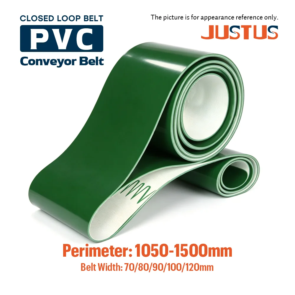 PVC Conveyor Belt Industrial Transmission Flat Belt, Thickness 1-5mm, Width 70-120mm, Perimeter 1050-1500mm, Customizable