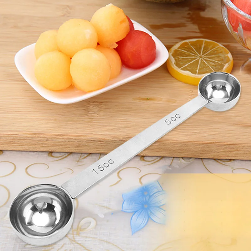 Double Side Measuring Spoon Stainless Steel Coffee Scoop Tablespoon Tool