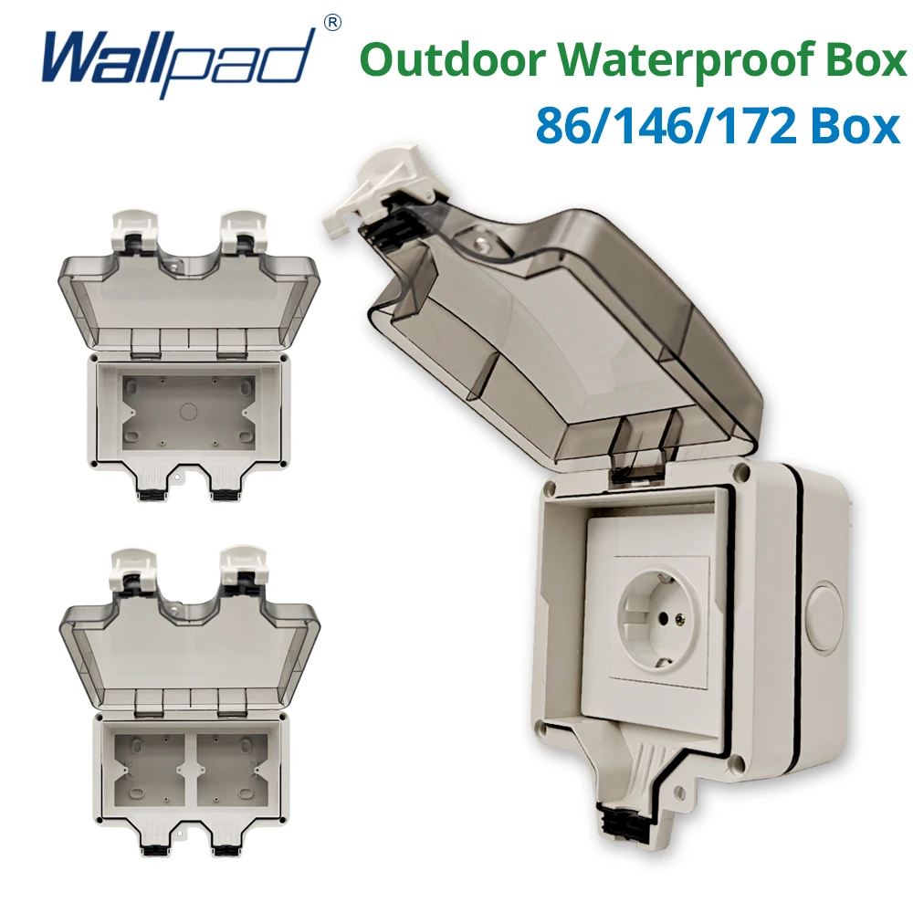 Wallpad IP66 Dustproof Waterproof Outdoor Box For Wall Switch And Socket Outside For Home Garden 86 146 172 Type