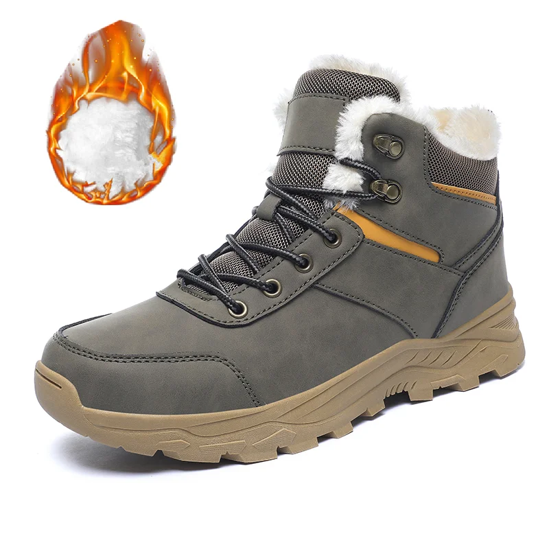 Leatherwork Boots - Winter Men's Boots Warm Plush Men's