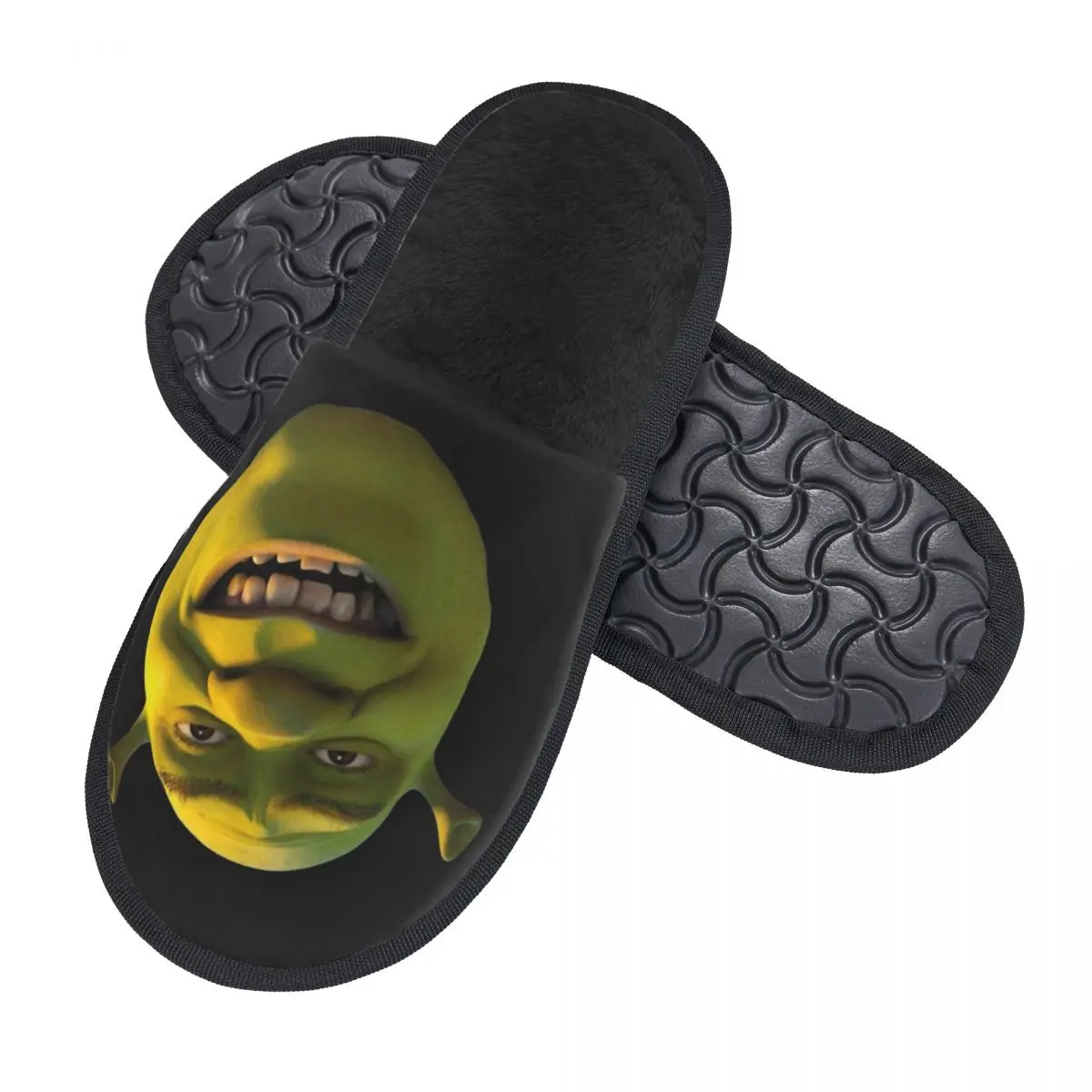 Funny Face Shreks Meme Home Cotton Slippers Bedroom Movie Cozy Household Fur Slides Slippers Anti Slip