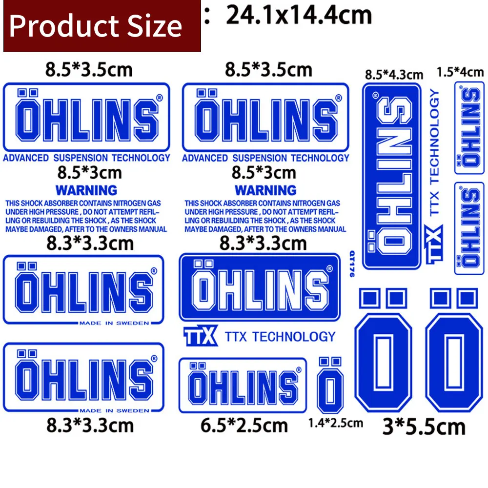 Suspension Shocker Absorber Damper Motorcycle Decals for Ohlins Moto Body Fuel Tank Helmet Vinyl Decals with Warning Labels