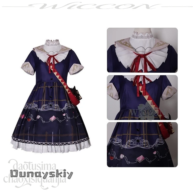 Disfraz de Cosplay del Anime Game Project Sekai WorldLink2, Rinnn, Kisekiya@Classical Lolita, Vestido Azul Marino, Bolso, Pelucas, Disfraz para Fiesta de Halloween