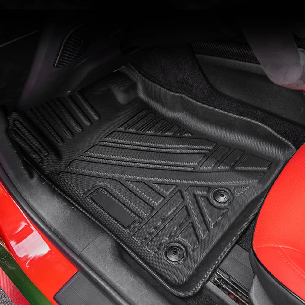 For Ford Mustang G6 2015-2022 Auto Car Floor Mats All-Weather TPE Foot Mat Odorless Pad Waterproof Tray Mat Interior Accessories