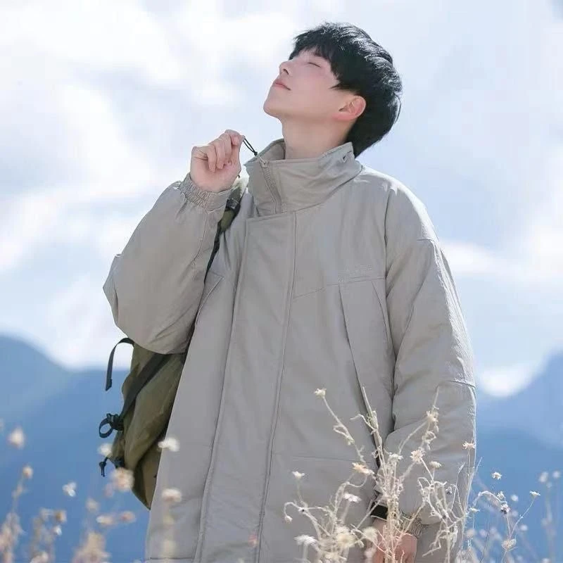 

​ Зимнее утолщенное городское пальто унисекс для мальчиков, винтажная американская универсальная хлопковая стеганая куртка свободного кроя ​