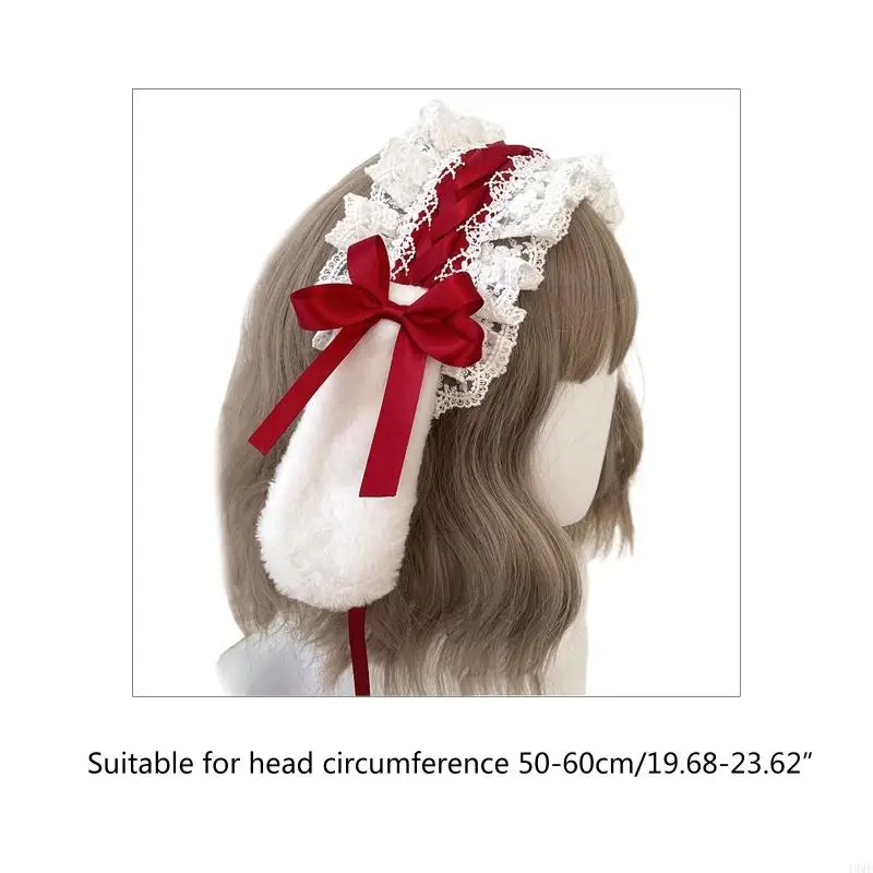 49mf Mesh renda cocar coelho Ear tanque cabeça empregada Anime Cosplay Acessórios para cabelos