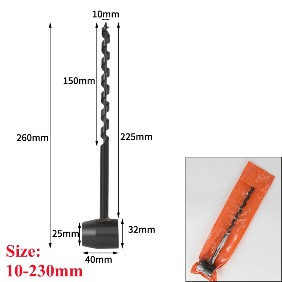 Handmade Scotch Eye Wood Auger Drill Bit, Manual Auger with T Handle Turn for Bushcraft Backpack Camping Tool, 4 Sizes