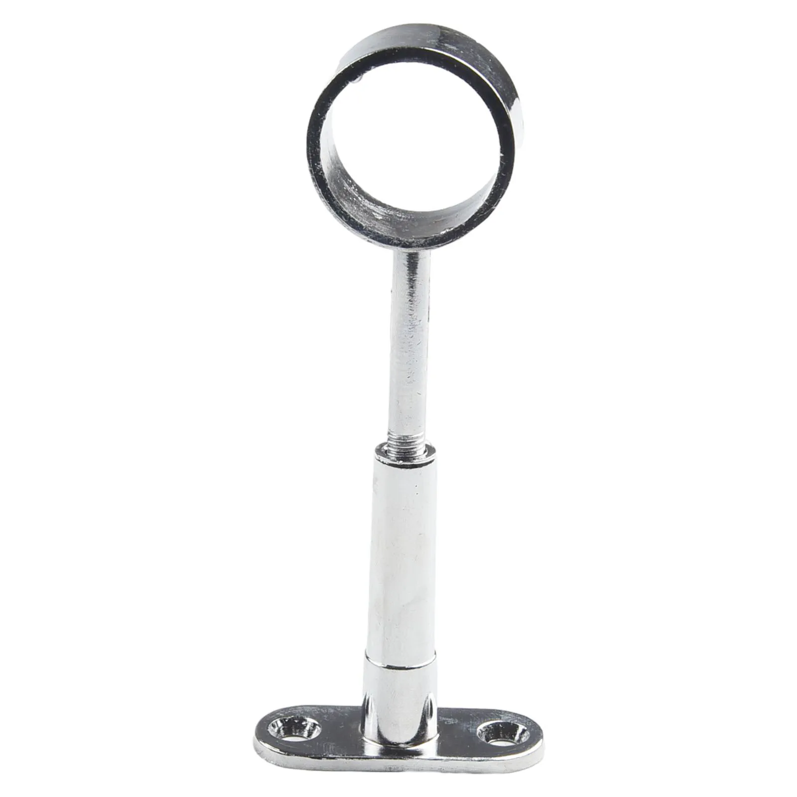 Centre Support Bracket for Wardrobe Rod Socket Round Chrome Adjustable Length 79mm to 108mm Suitable for 25mm Diameter Rails