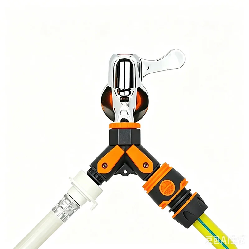 Y‑Type 1‑Inlet 2‑Outlet Water Splitter,Independent Valve Quick Connector Coupler 3/4