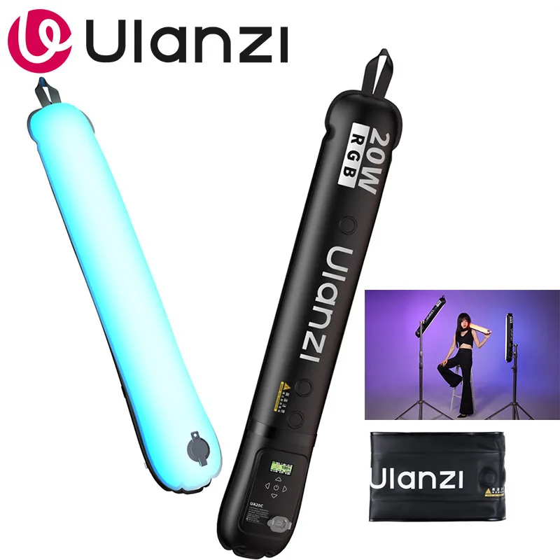 Ulanzi UA20C 20W RGB Luz de tubo de ar magnético colorido 1800K-10000K Varinha de luz inflável bicolor para fotografia ao vivo
