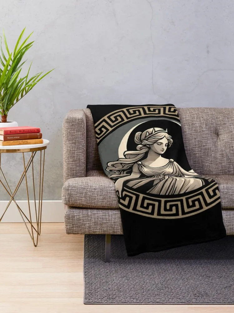 Selene Greek Goddess of the Moon Throw Blanket Cute Plaid decorative blankets and throws Flannel Fabric Blankets