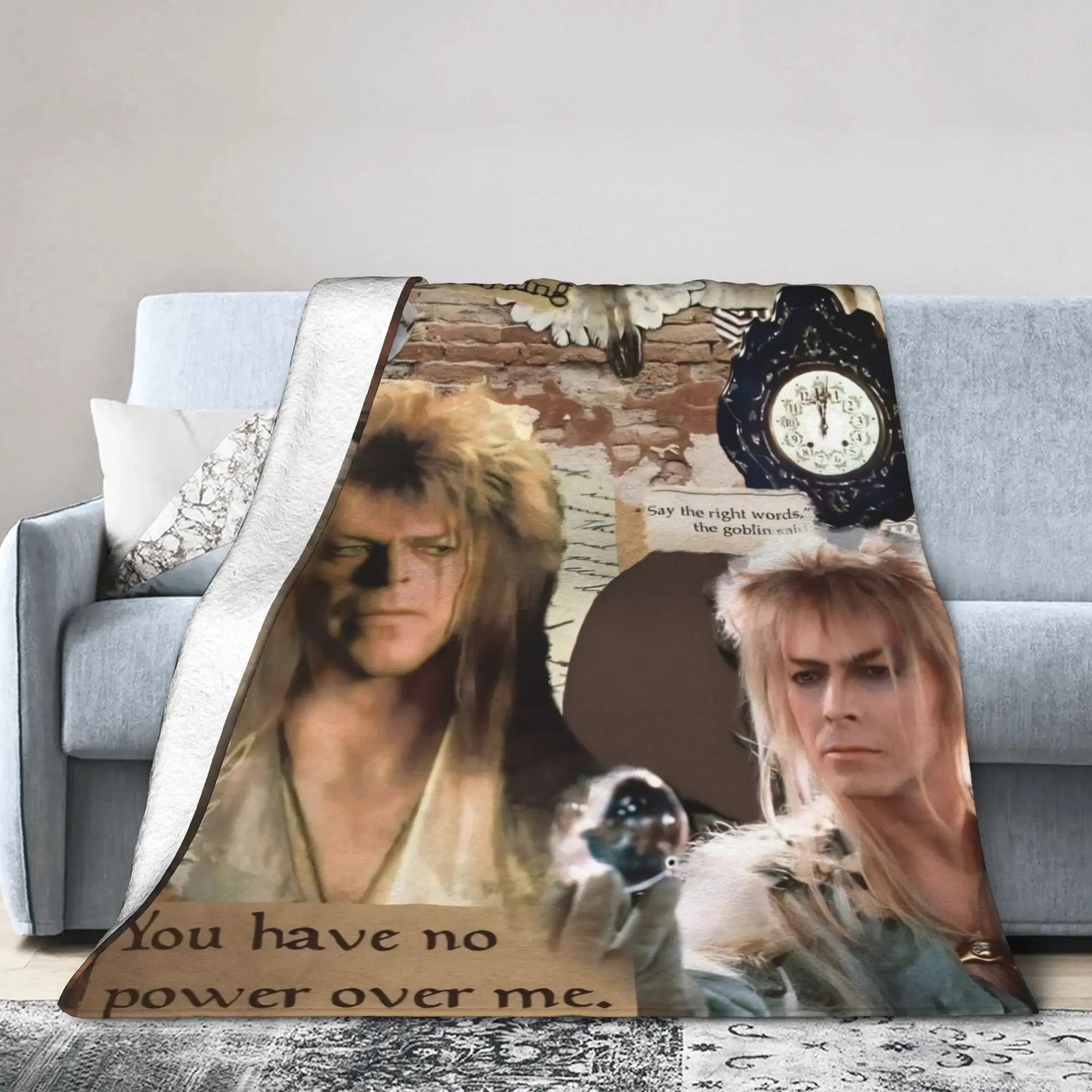 Labyrinths Jareth the-Goblin-King Flannel Throw Blanket Classic Movie Bedding Knitted Blanket Office Portable Breathable Throws