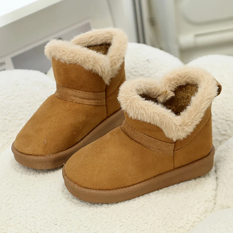 

Winter Plush Boots For Children Trend Fashion Faux Fur Snow Boots For Kids Anti-slippery Thick Warm Boy's Girl's Cotton Shoes