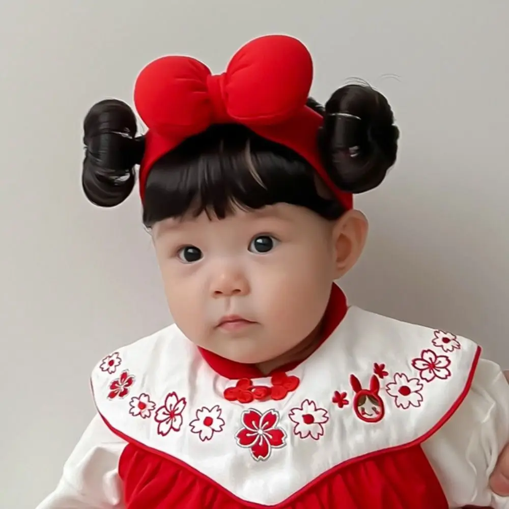 Cute Baby Hair Bands Wig Hair Accessories Bowknot Cotton Bangs Chignons Headband Realistic Fluffy Newborn Wig Headband Toddler