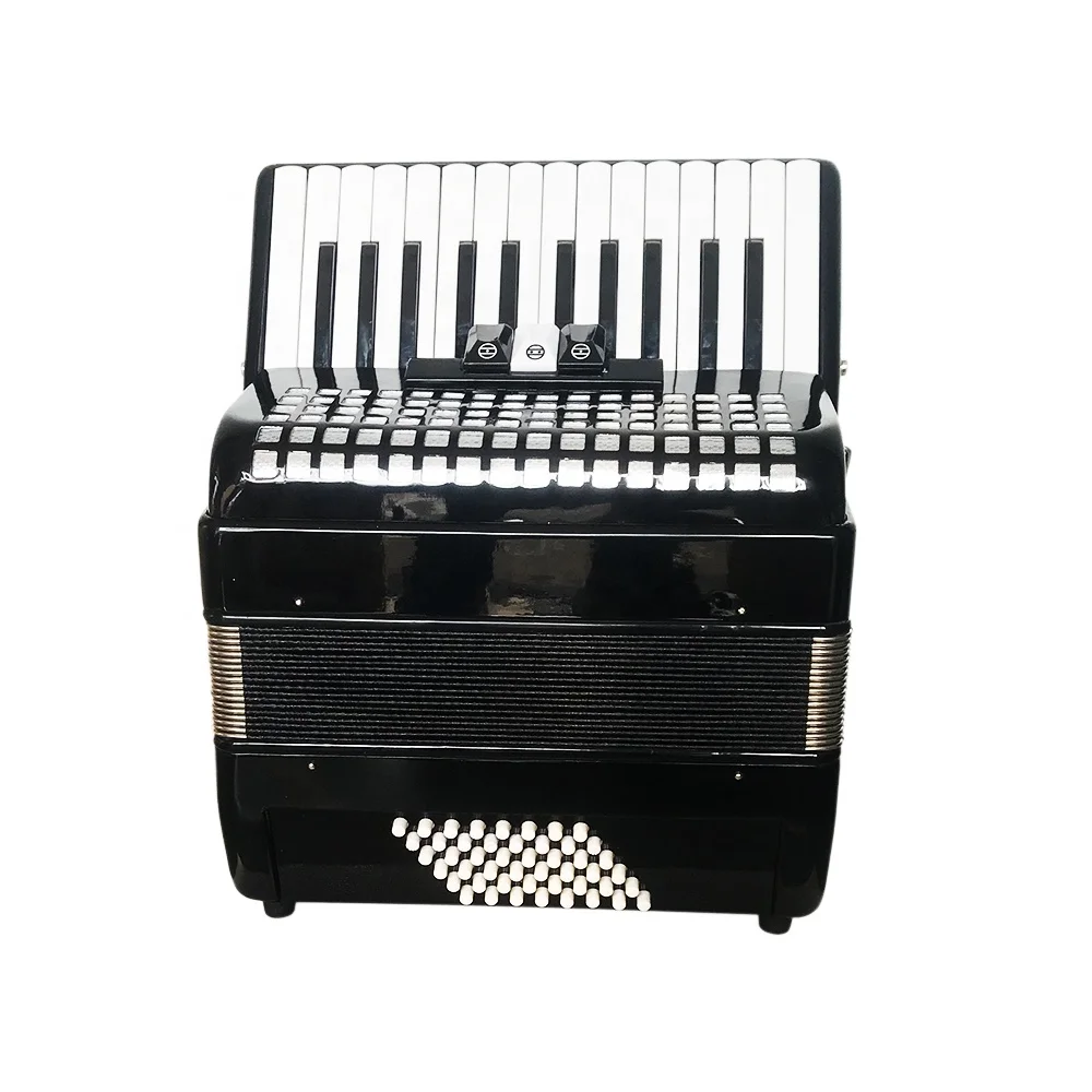 

Professional 26-Key 48-Bass 3-Register Black Celluloid Piano Keyboard Accordion Instrument Acordeon JP2648 Wood