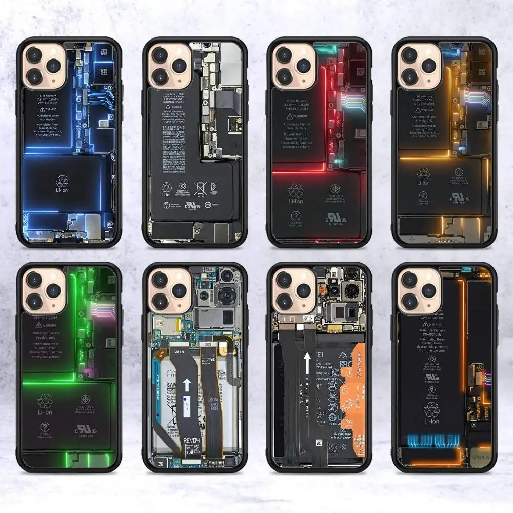 

Inside Circuit Board Phone Case Silicone PC+TPU For For IPhone 11 12 13 14 15 16 Plus Pro Max Cover