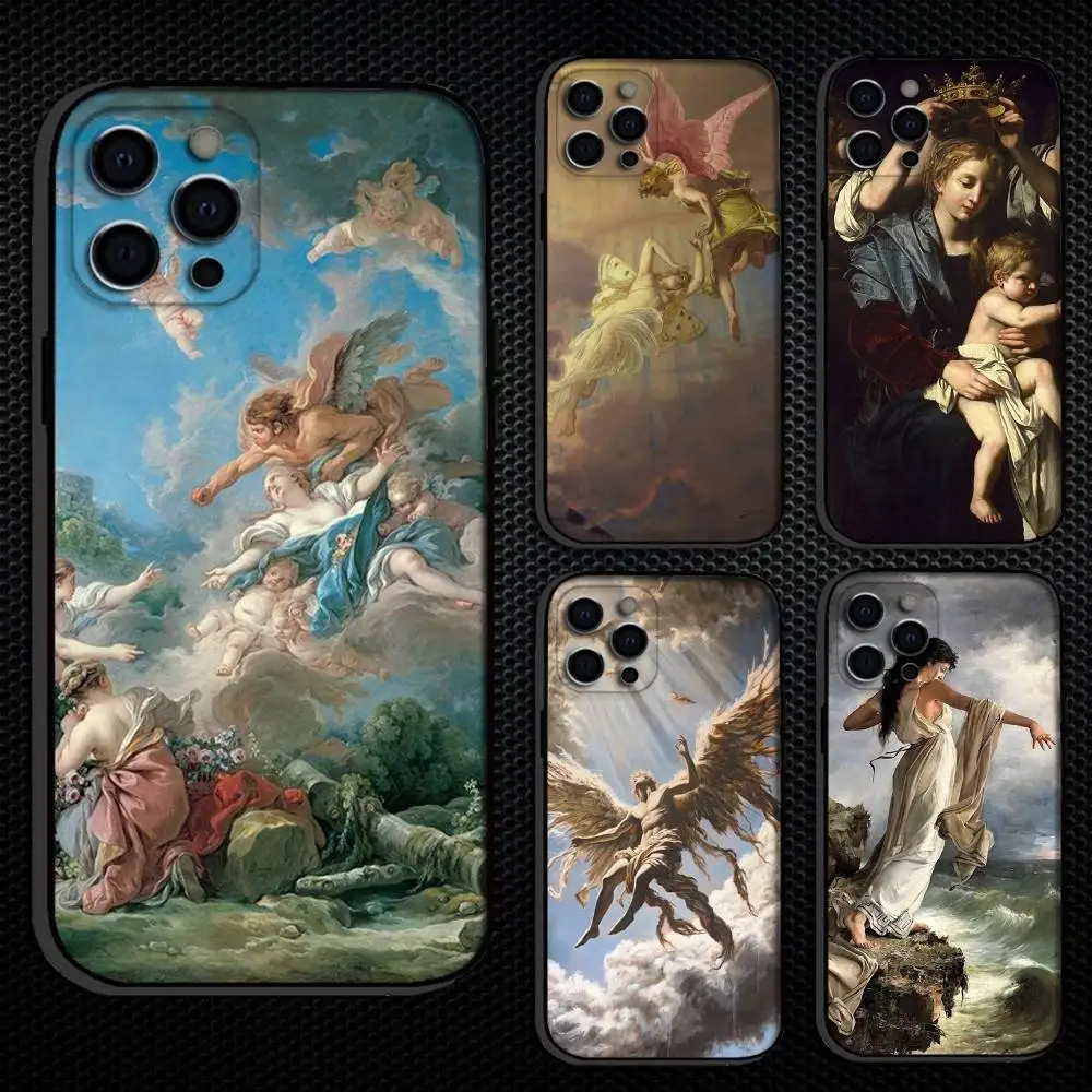 

Art Renaissance Paingting Phone Case For iPhone 16,15,14,13,12,11 Plus,Pro Max, Others Soft Black Cover