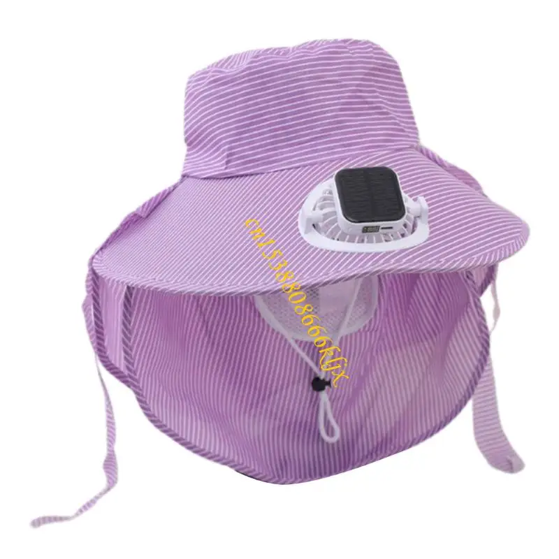قبعة مروحة التبريد القابلة لإعادة الشحن USB مع شحن الطاقة الشمسية و 3 تعديل سرعة الرياح 066C #2