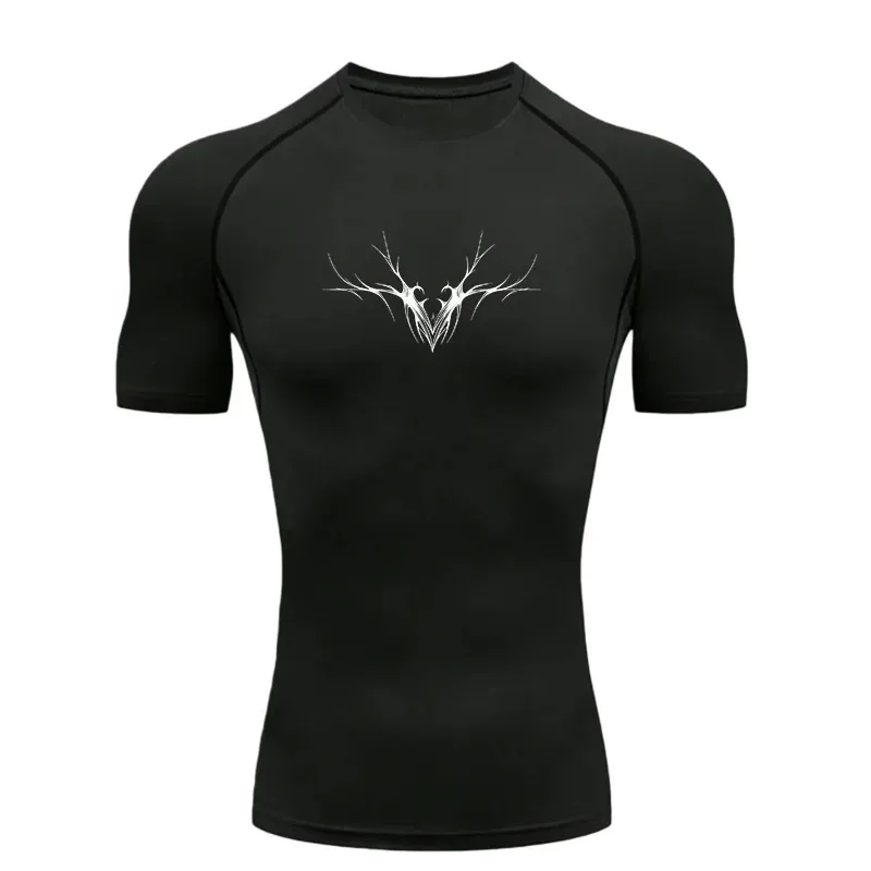 Men Sport T-shirt Training Fitness Compression High Elasticity Short Sleeve Rashgard Tops Quick Dry Athletic High Elasticity Tee