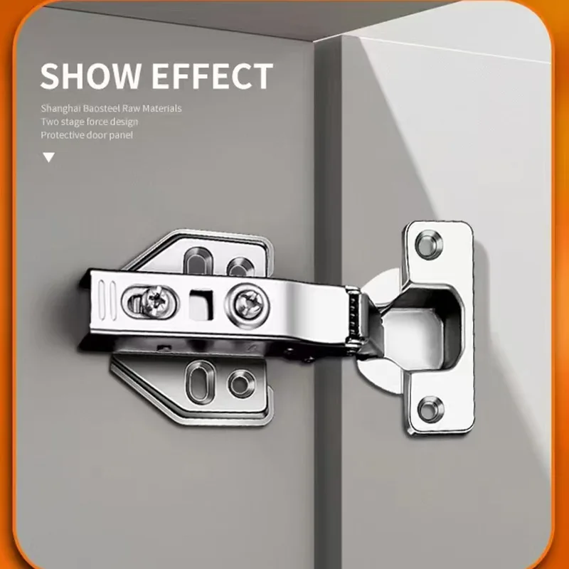 Stainless Steel Upgrade Hinges: 2-10Pcs Full Overlay Soft Close Hidden Hinges with Screws for Furniture & Kitchen Doors