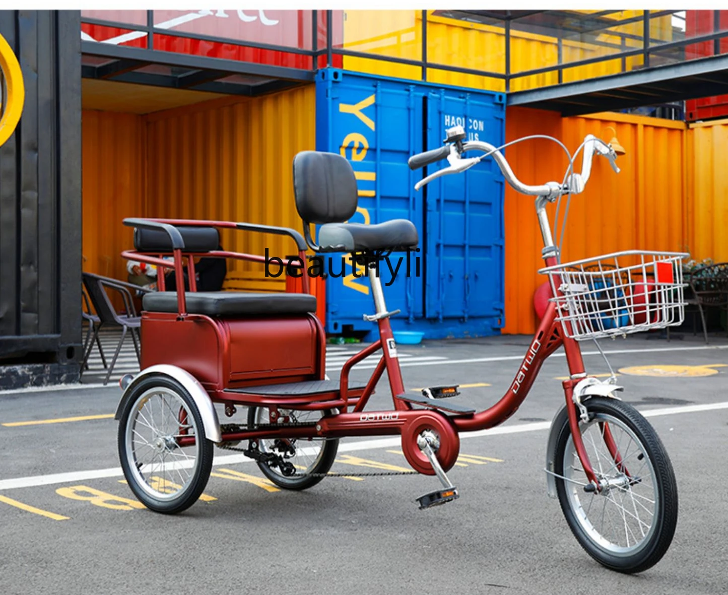 

Tri-Wheel Bike Middle-Aged and Elderly Pedal Manual Lightweight Small Scooter Pedal Mini Rickshaw