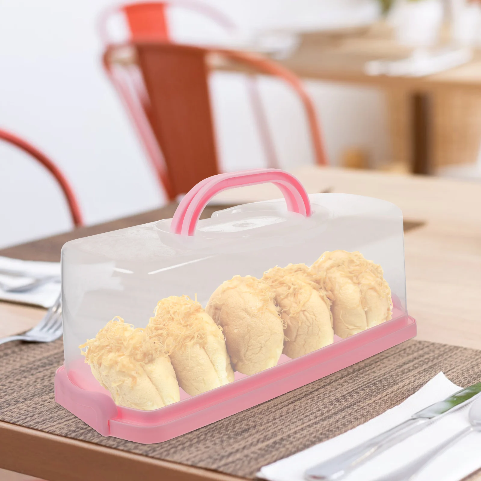 

Clear Tall Bread Container 2PCS Reusable Airtight Cake Storage Box Loaf Roll Container Handle Portable Transparent PP for Bakery