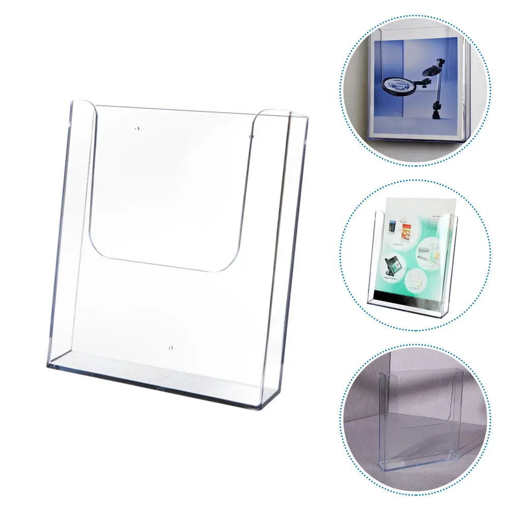

Transparent Brochure Holder Clear File Organizer for Desk Office Use Modern Vertical Document Stand Pamphlets Magazine Display