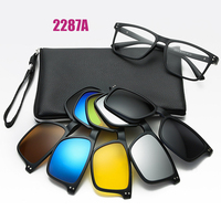 6 In 1 Spectacle Frame Men Women With 5 PCS Clip On Polarized Sunglasses Magnetic Glasses Male Computer Optical 2287