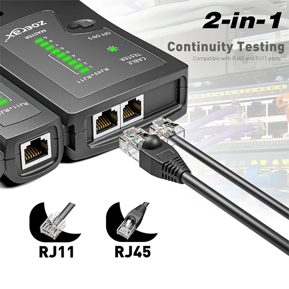 جهاز اختبار كابل إيثرنت لشبكة ZOERAX لـ LAN RJ45 Cat5 Cat5e Cat6 Cat6a Cat7 UTP/كابل محمي وRJ11 RJ12 #3