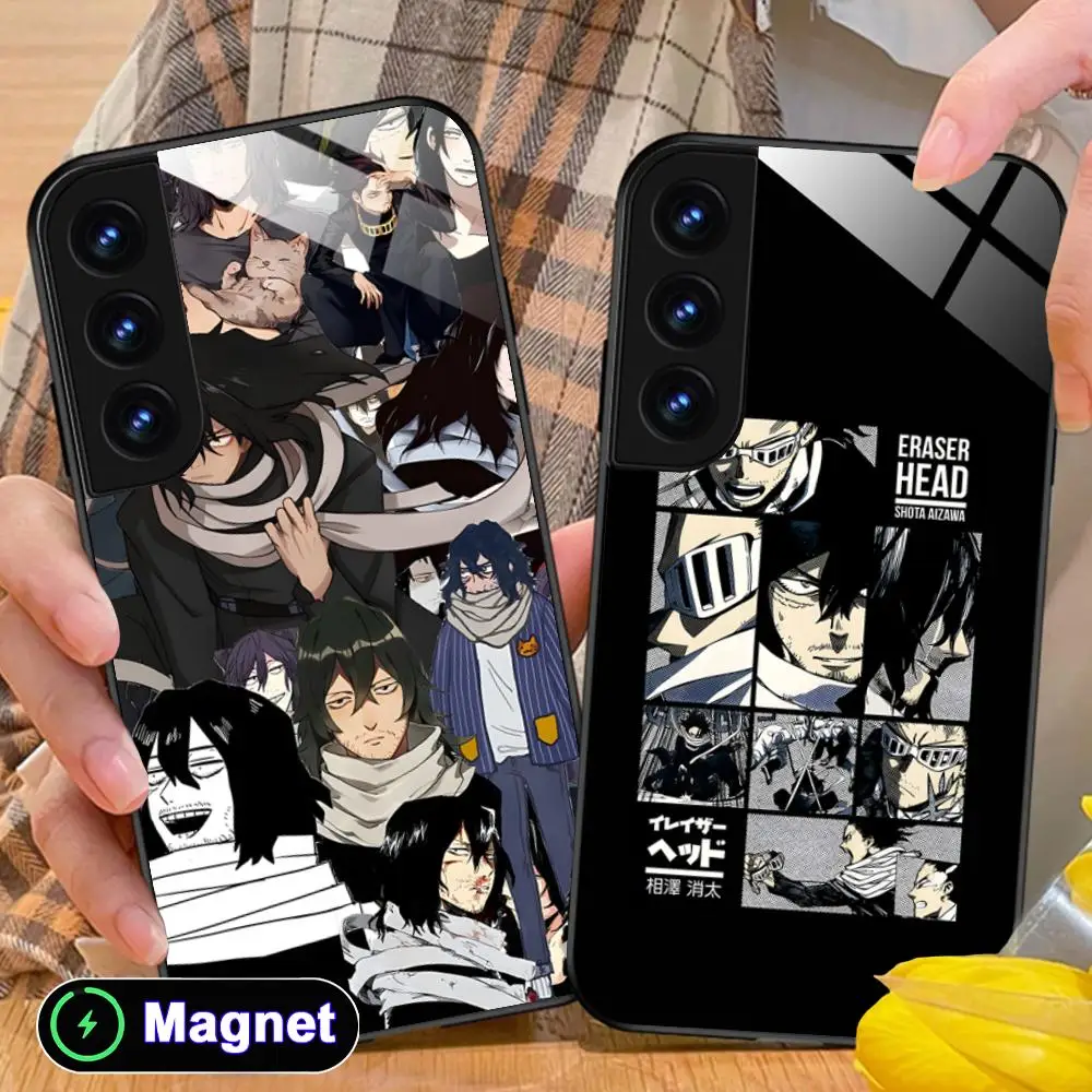 MHA Aizawa Shota Phone Case for Samsung Galaxy S26 S25 S24 S23 S22 S21 S20 Note20 Plus FE Ultra Glass Magnet Cover