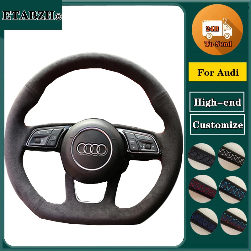 Braid Car Steering Wheel Cover For Audi A3 A4 A5 A6 A7 S3 S7 S8 R8 Q2 Q3 Q5 Q7 Q8 SQ5 TT RS3 RS6 Steering Wrap Car Accessories