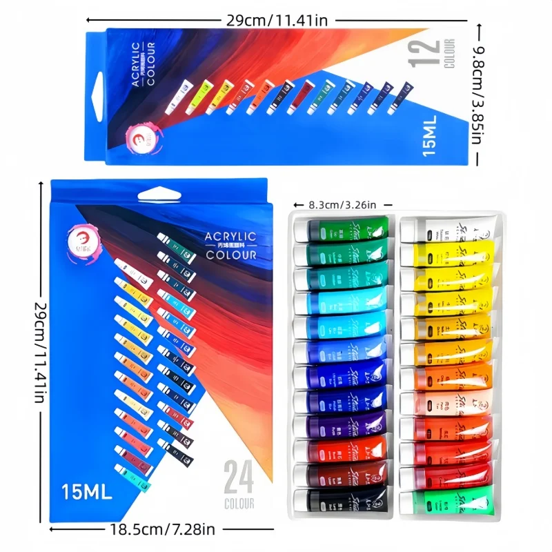 12/24 Colors Acrylic Paint Set, Multi-Surface Art Supplies for Canvas, , DIY Graffiti & Wall Painting Kit for Beginners & Artist