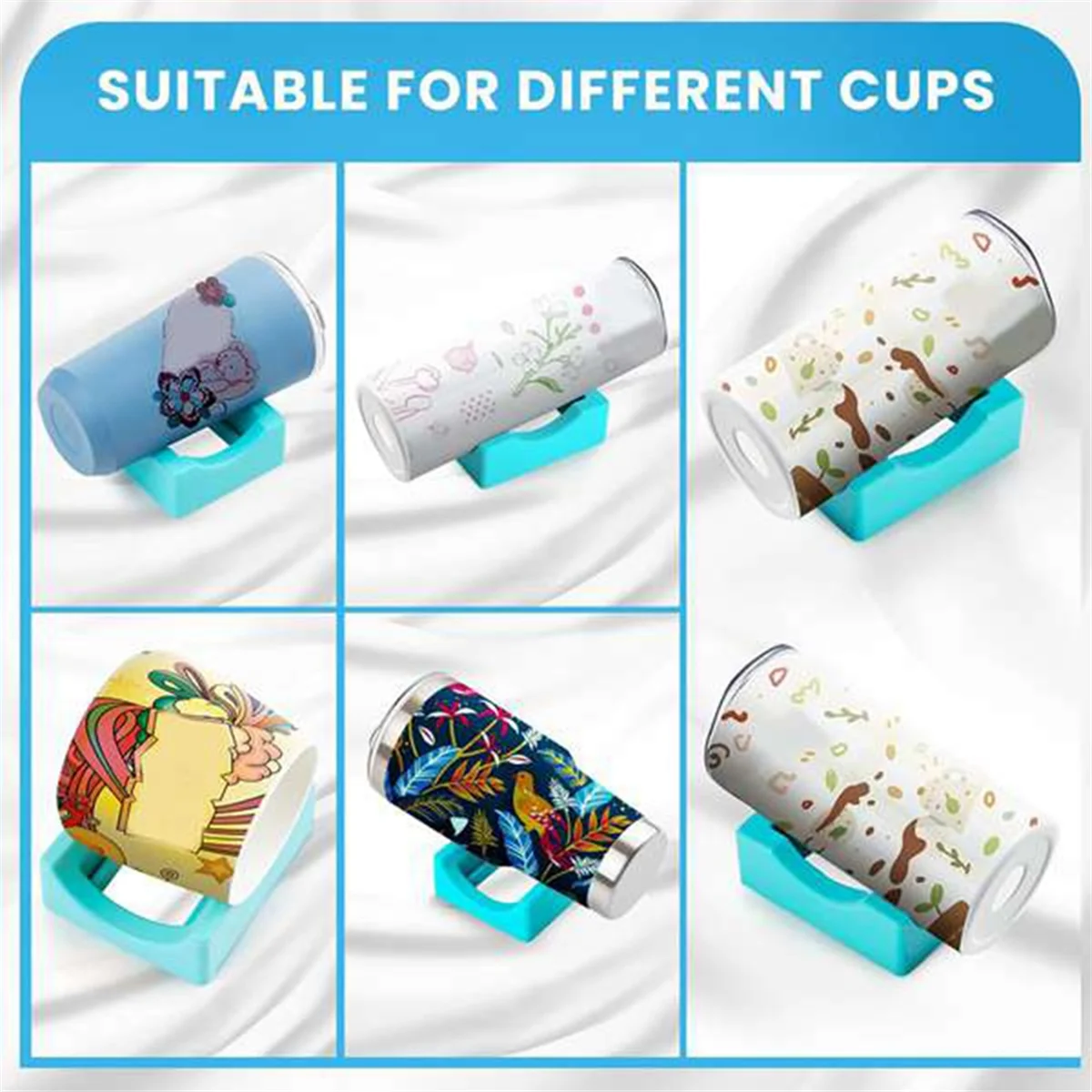 Cup Cradle for Tumblers, Silicone Tumbler Holder for Vinyl Decals, Tumbler Cradle Built-in Slot with Felt Edge Squeegee