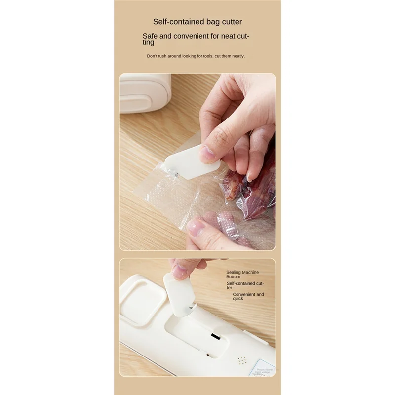 B82B-For Food Storage Portable Vacuum Sealer Machine Includes 10 Bags, Compact Design For Home Kitchen, Camping, Travel EU Plug