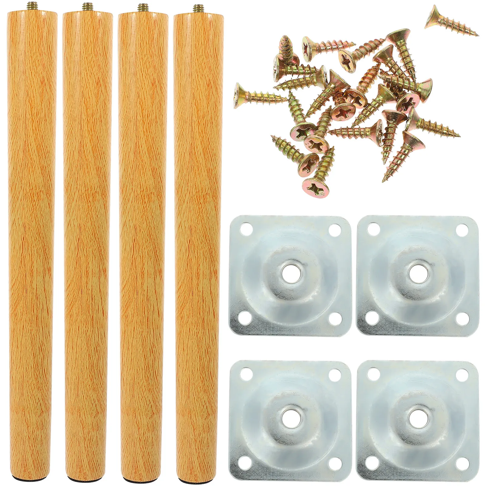 1Set Solid Wood Furniture Legs Set Smooth Burrs-Free Polished Table Leg Extenders for Chair Dresser Cabinet Bed Desk Sofa