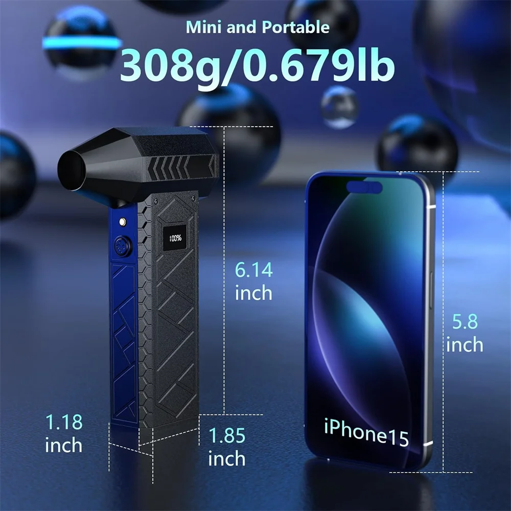 180000   RPM توربو مروحة نفاثة عرض مستوى البطارية LED الإضاءة يده مروحة نفخ الهواء عالية السرعة اللاسلكية منفاخ نفاث الغبار تهب