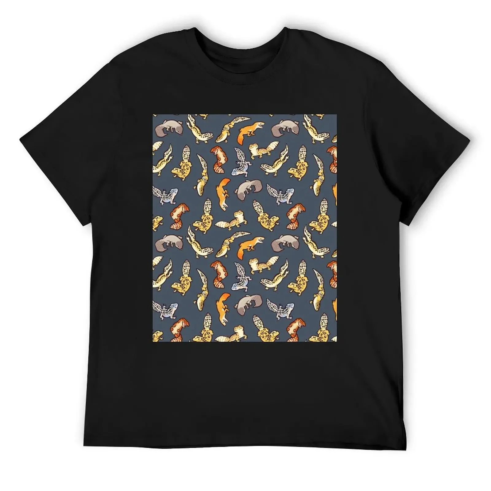 chub geckos in dark grey T-Shirt cute tops oversized mens fashion