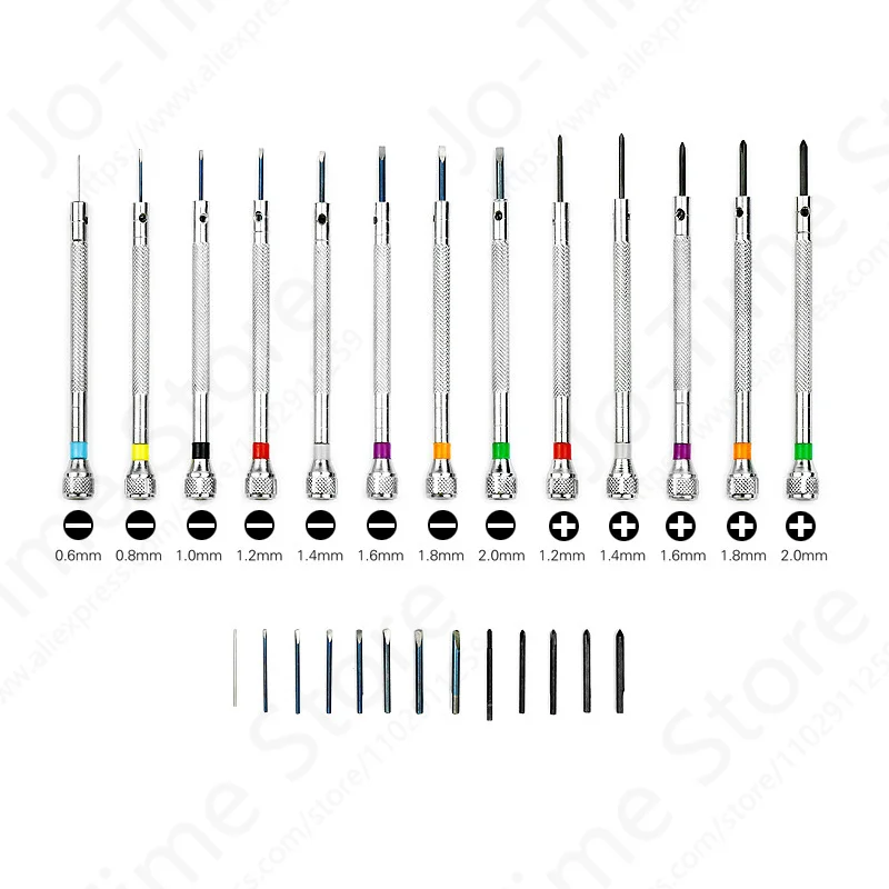 

13PCS Watch Tool Repair Screwdriver Set 0.6mm-2.0mm Slotted/Cross Screwdriver kit Professional Watchmakers Watch Tools
