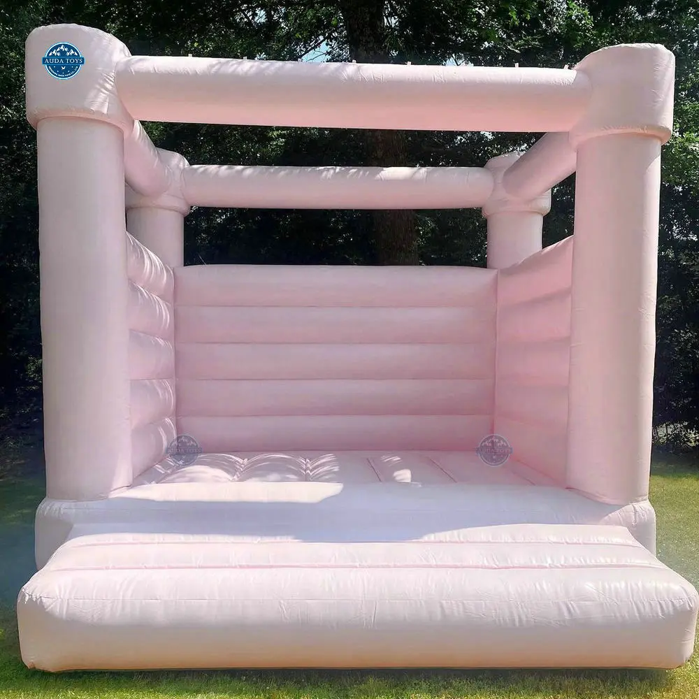 Flat Commercial Kids Inflatable Castle Mini Commercial Inflatable Bounce House With Air Pump In Pastel Pink