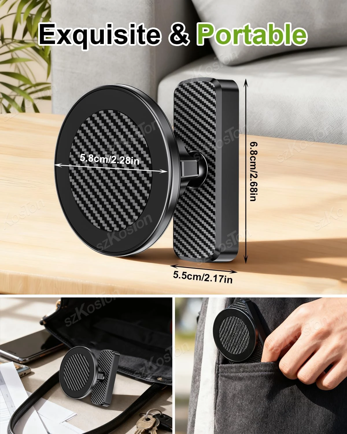 Supporto per telefono con base magnetica bifacciale per registrazione di allenamento in palestra per carrello da golf 360 °   Rotazione compatibile con la serie iPhone17-12