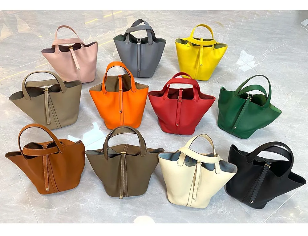 

Women Bags Handbags Golden Bucket Bag Real Leathe Fashion Tote Bag Genuine Leather Luxury Desginer Big Size Large Lady Hand Bags