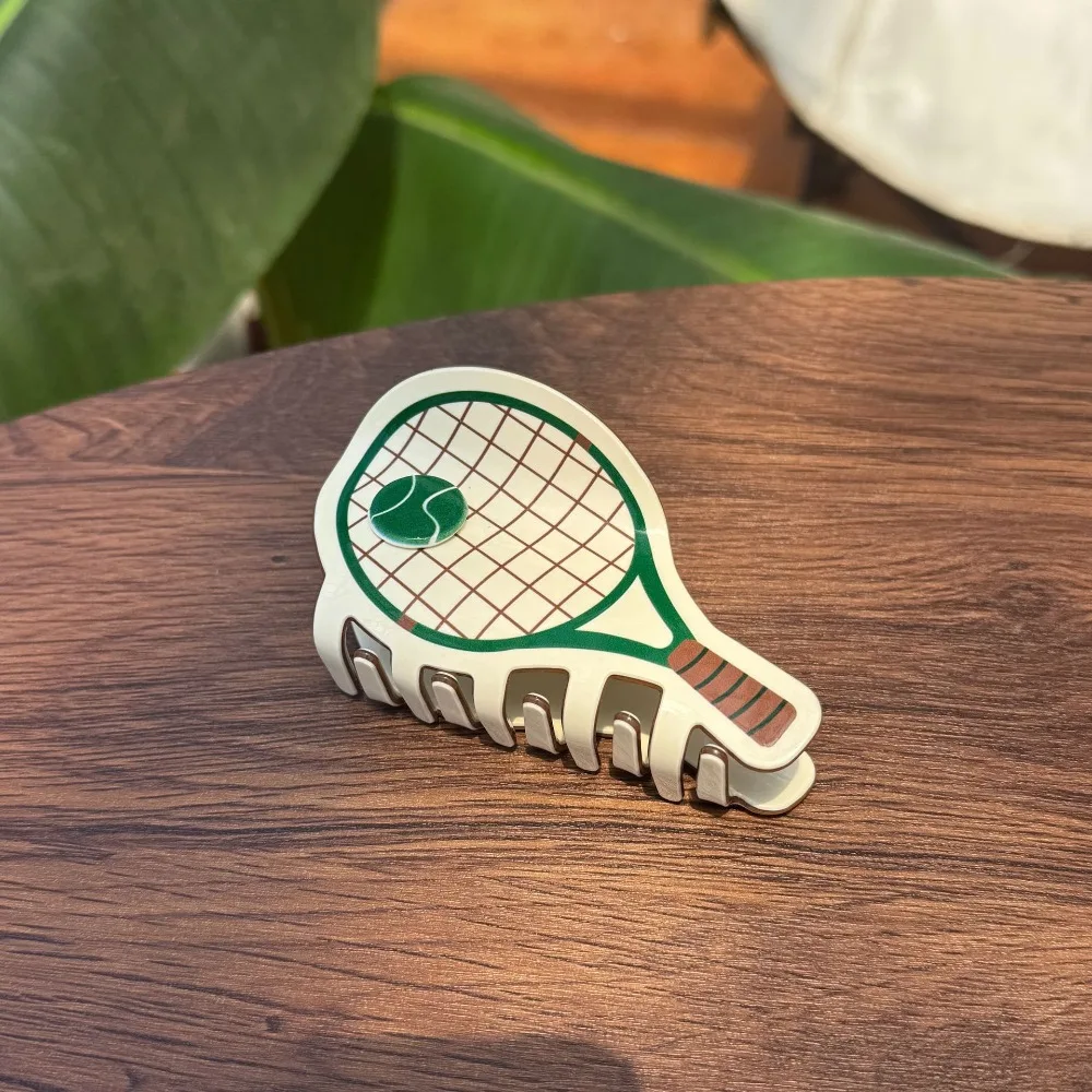 

Korean Style Sport Ball Series Hair Claw Tennis Racket Splicing Hair Claw Geometry Baseball Acetic Acid Shark Clip Female