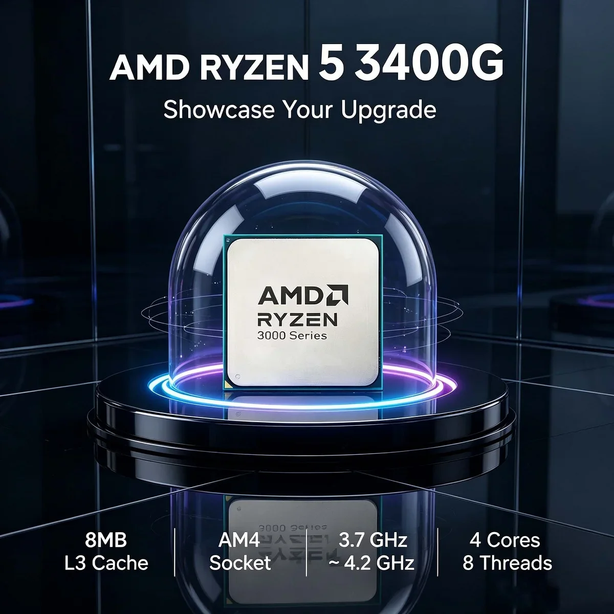 Processeur AMD Ryzen 5 3400G R5 3400G pour PC de jeu, socket AM4, 3,7 GHz, 4 cœurs, 8 threads