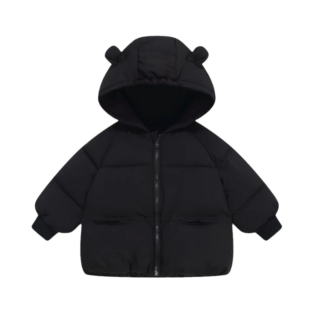 Winter Warm Baby Girls Jacket Autumn Solid Color Thick Hooded Zipper Coats For 2 3 4 5 6 Years Boys Casual Down Cotton Outerwear