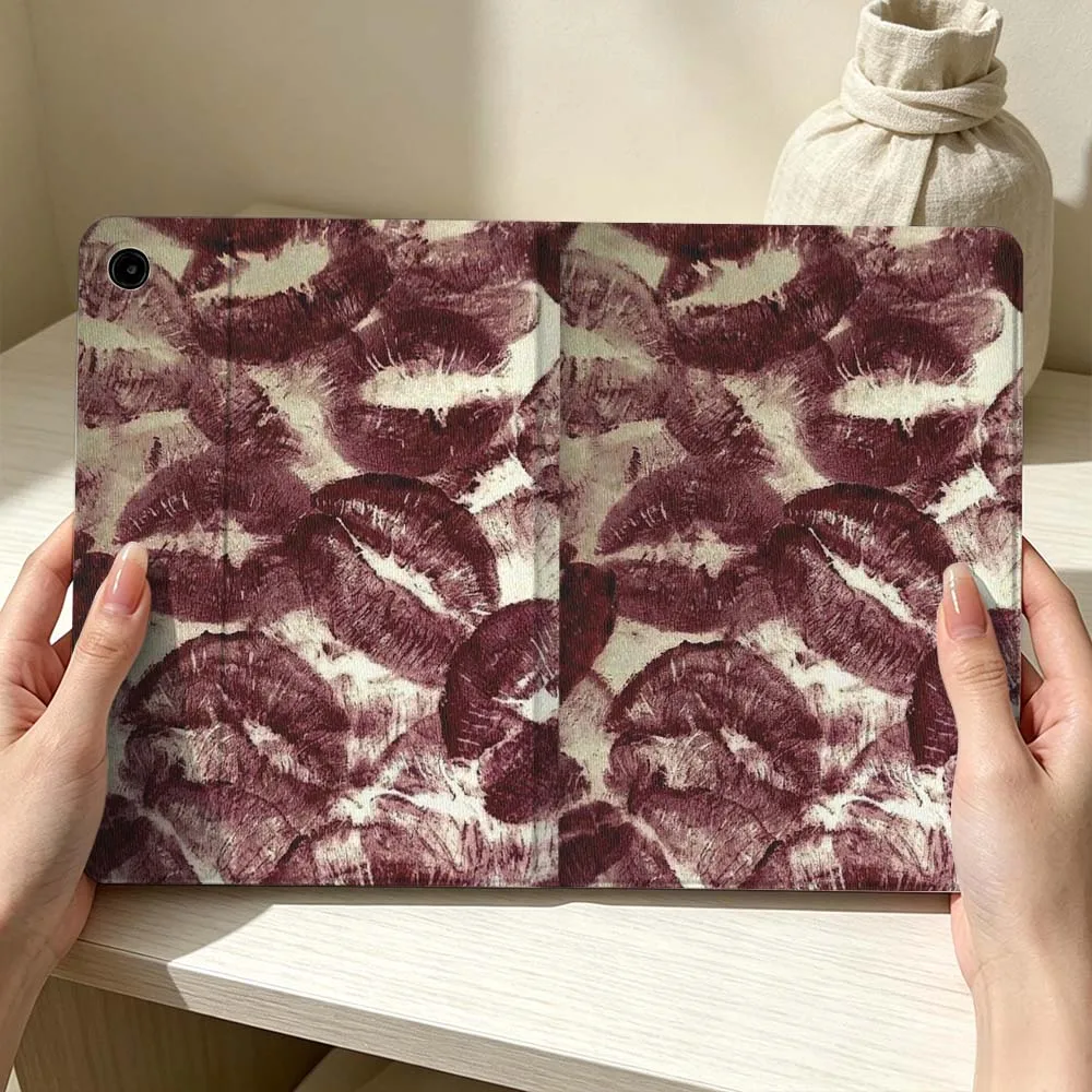 Luxury Lips Print Soft Pen Tray Tablet Case For Samsung Galaxy Tab S11 S10 S9 S8 S7 S6 A11 A9 A8 A7 Lite FE Plus