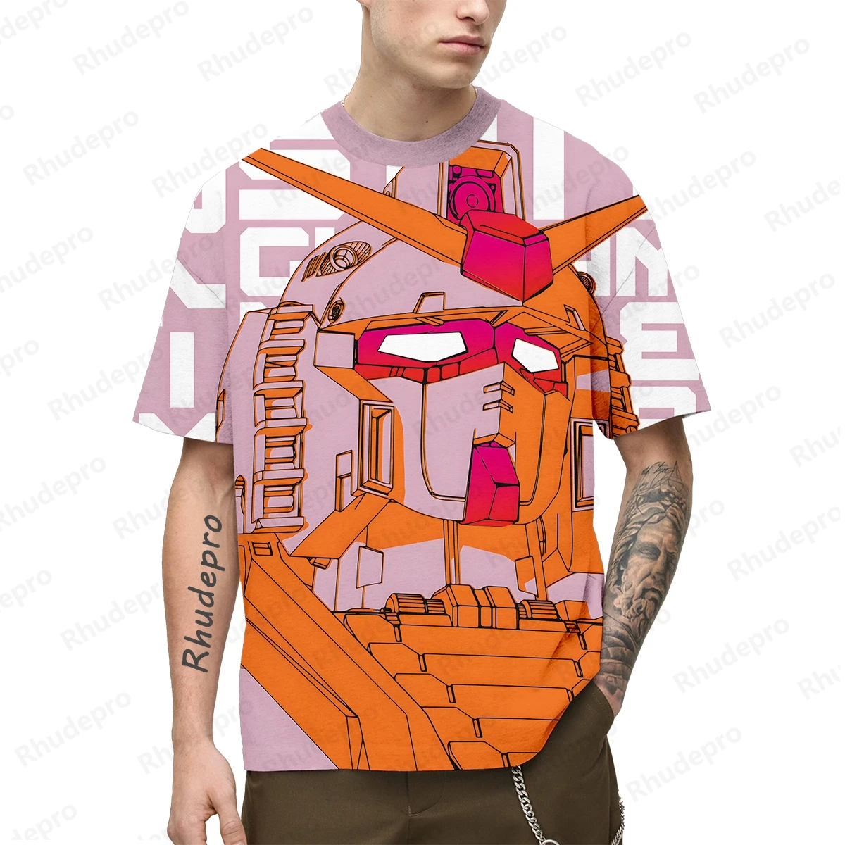 Camiseta Gundam estilo Harajuku masculina, modelo Y2K, camiseta de ginástica para cosplay, tops estampados em 3D, streetwear casual, manga curta,