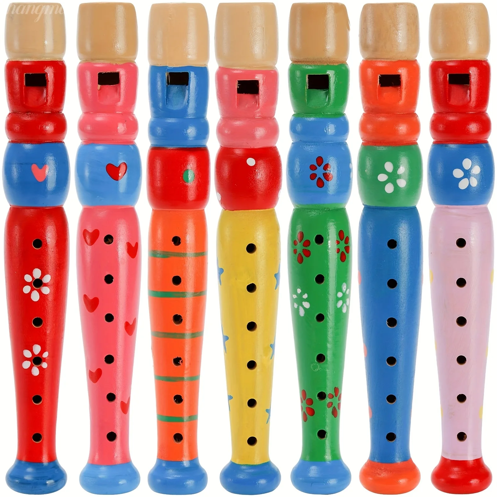 1pc Wooden Flute 6-Hole Colorful Cartoon Clarinet Piccolo Trumpet Toys Musical Instrument Birthday Gift Party Decor