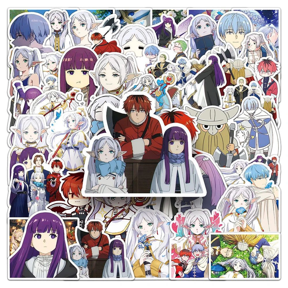 Pegatinas de Anime de Frieren Beyond Journey, calcomanías de dibujos animados impermeables, helecho Stark Eisen, Himmel Frieren, 50 piezas